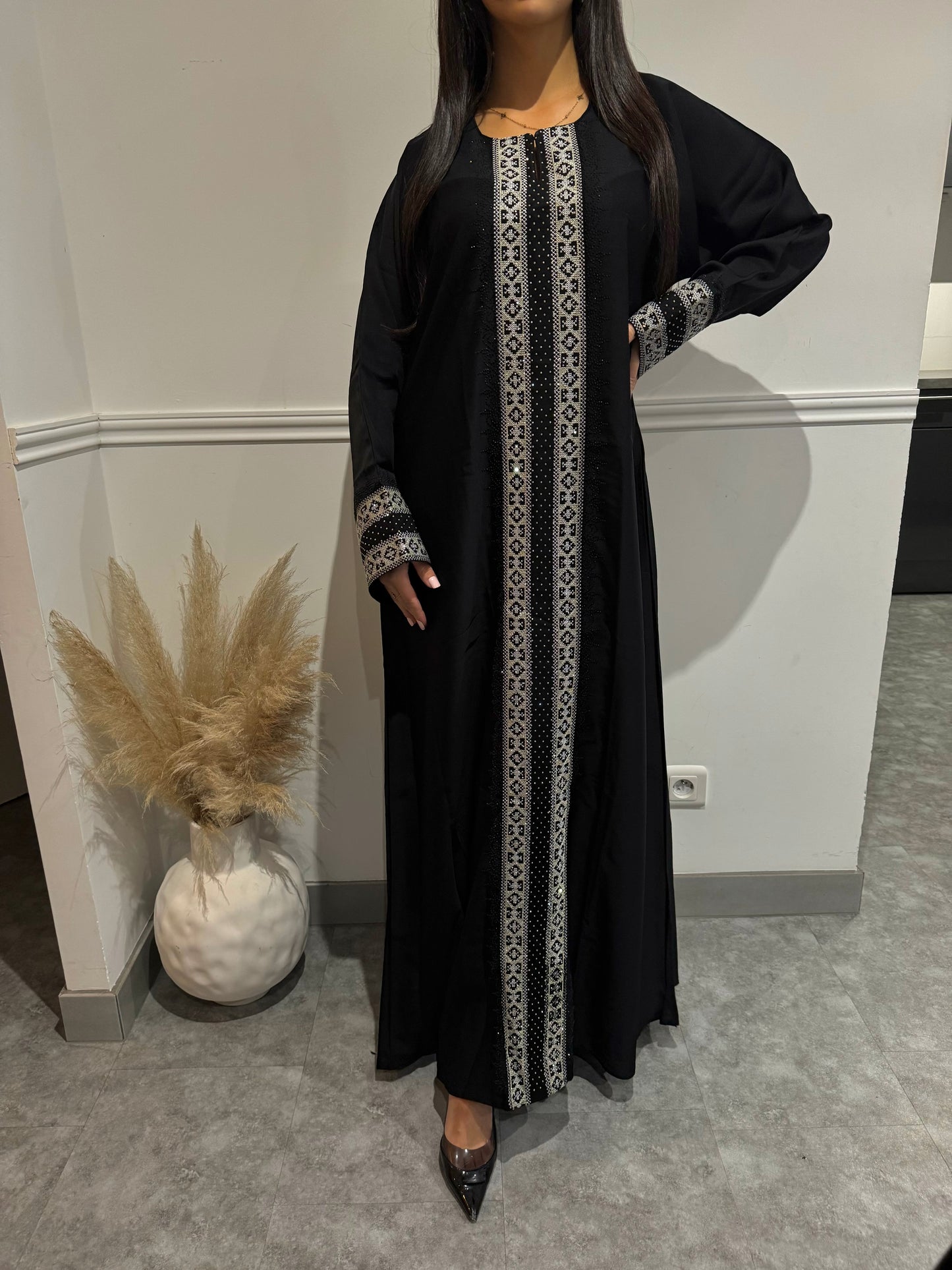 ABAYA NOIR/ARGENT