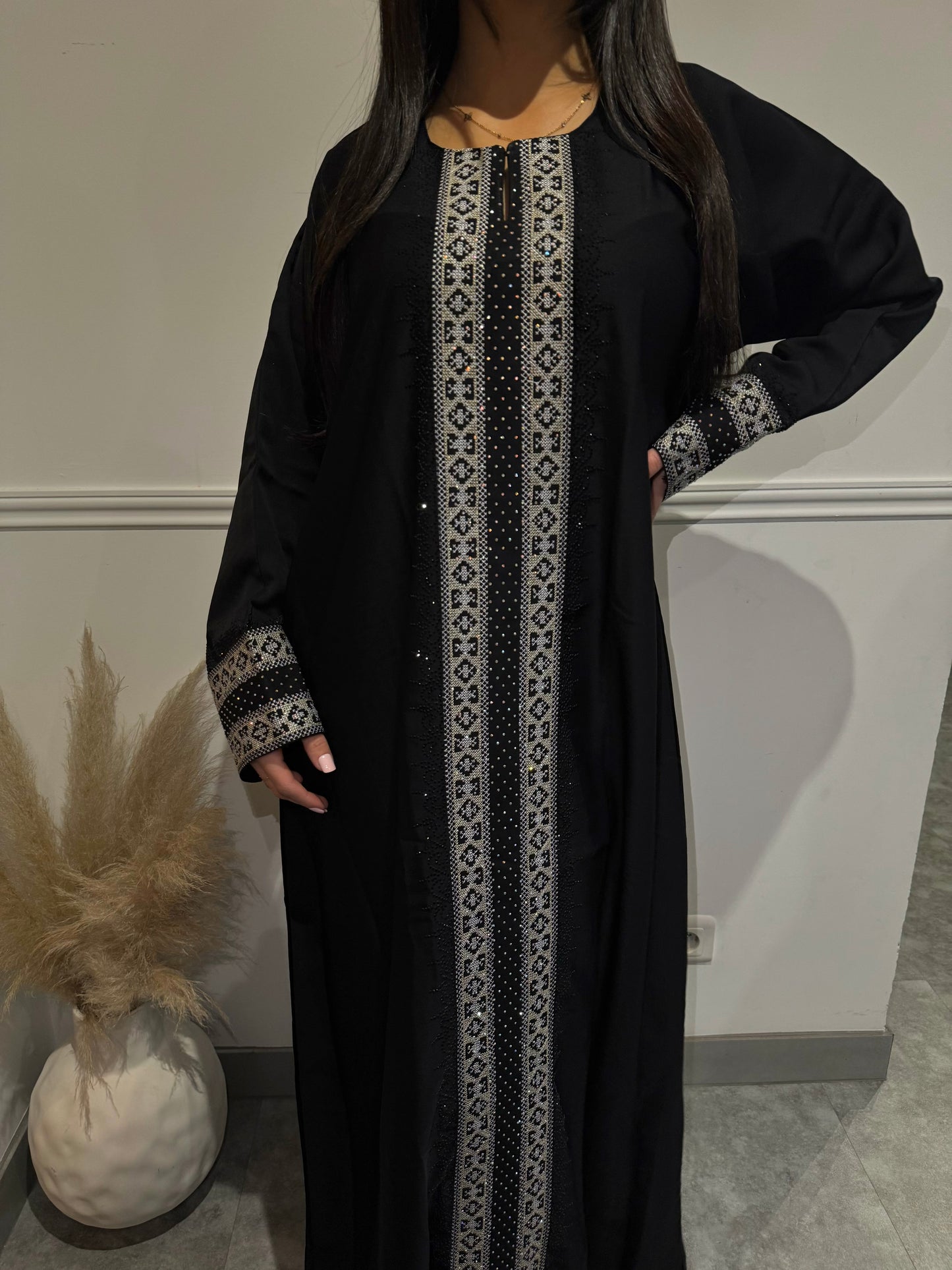 ABAYA NOIR/ARGENT