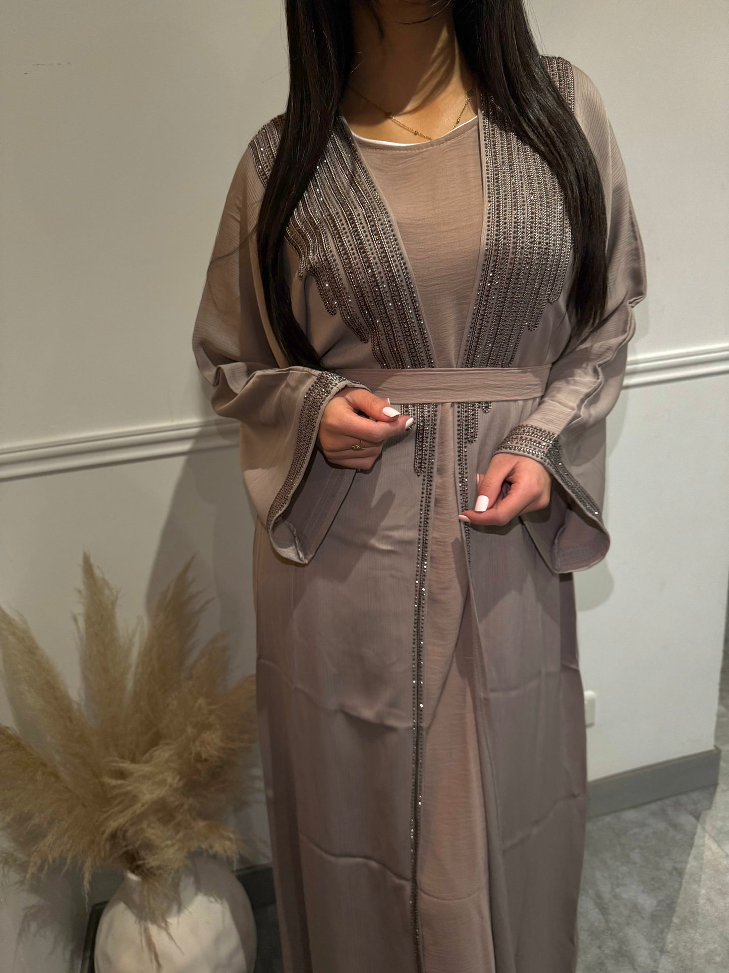 ENSEMBLE ABAYA NUDE-PERLES